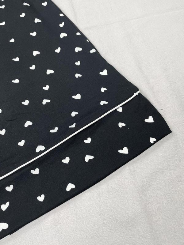 Plus Size Heart Print Pocket Button Front Nightdress, Home Wear Ideas, Casual All Over Print Collared Pajamas Dress, Comfort Homewear & Loungewear